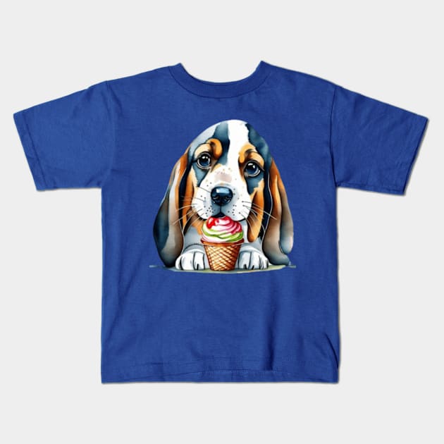 Cute dog eating ice cream gift ideas for all Kids T-Shirt by WeLoveAnimals